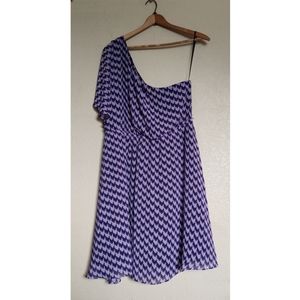 2/$25 Lane Bryant One Shoulder Blue Chevron Dress